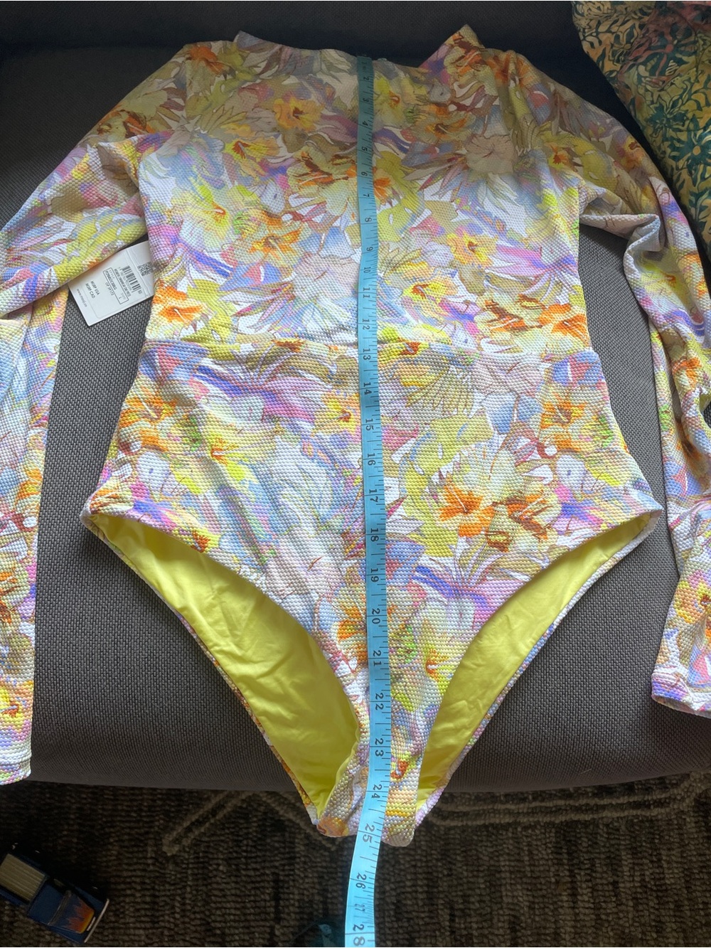 NWT Maaji Floral Long Sleeve One-Piece Swimsuit in Yellow and Lavender - Picture 7 of 7